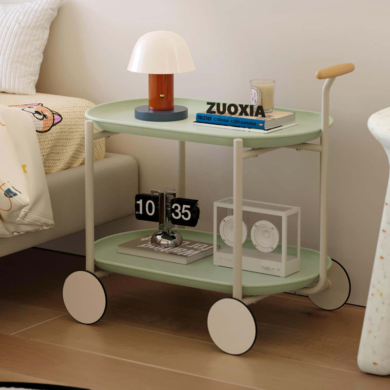 Lune chariot de rangement (vert) Nordic Internet célébrité chariot mobile cuisine simple double tablette de rangement salon canapé