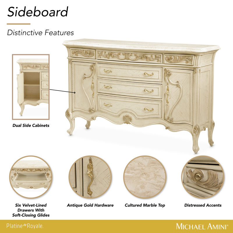 Platine De Royale 73'' W Solid Wood Sideboard