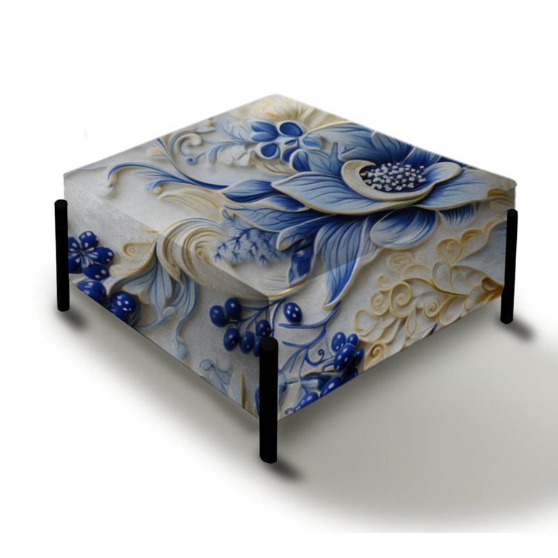 Nautical Allure Paisley Motif V - Grand repose-pieds carré à motif cachemire