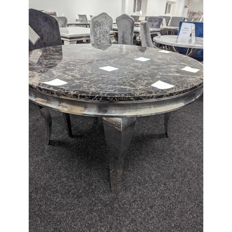 Penndel Round Black marble Dining Table