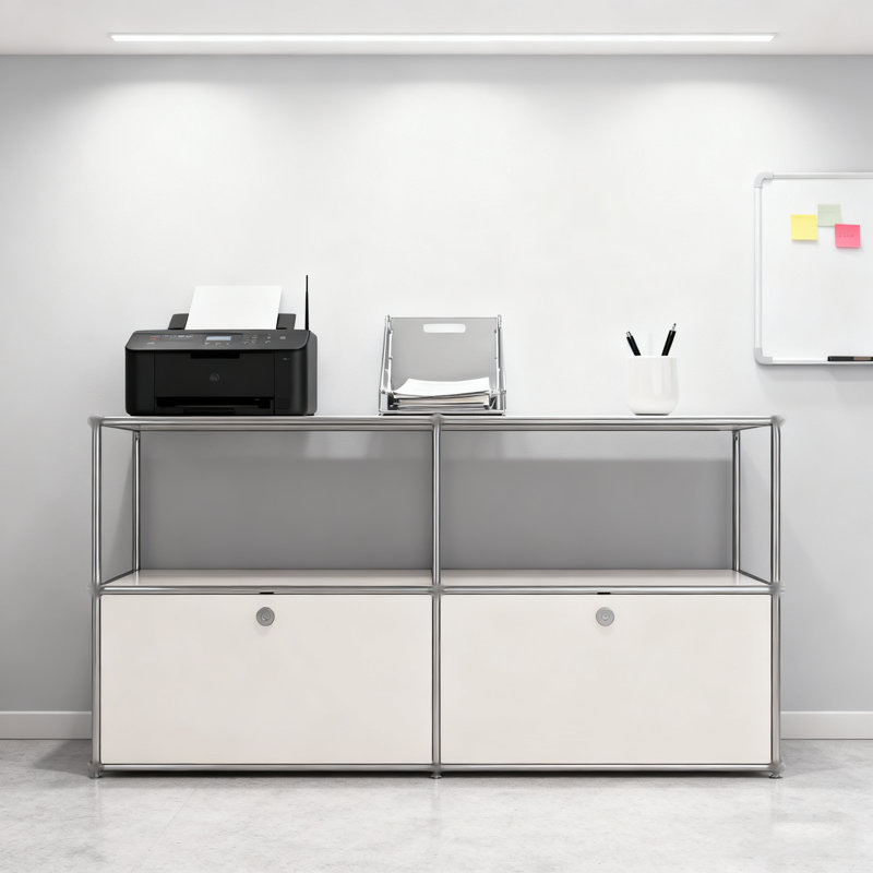 Modular Metal Office Storage Cabinet With Adjustable Shelves, White