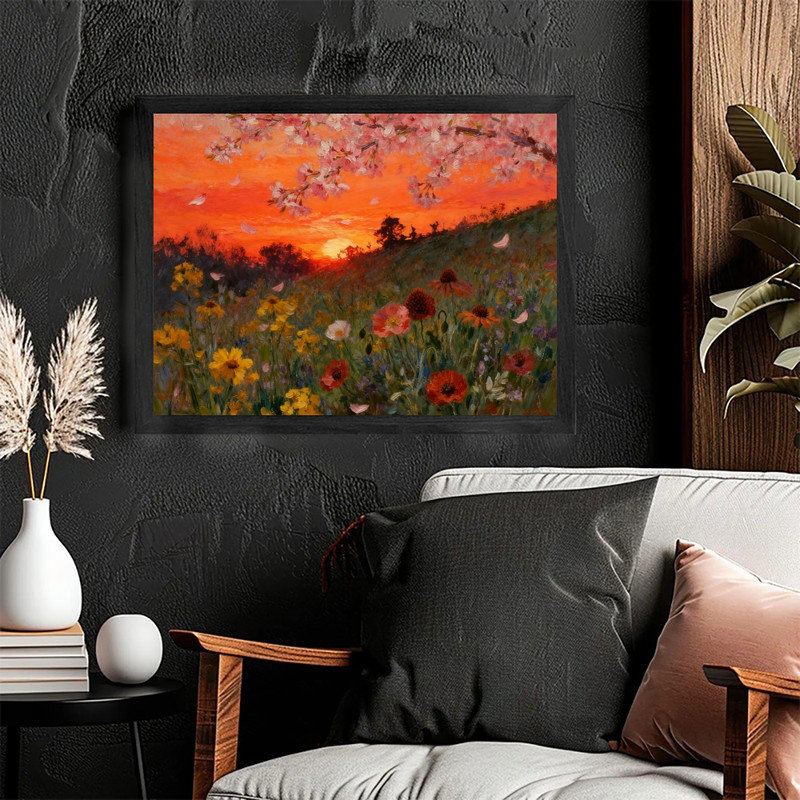 «Black», impression encadrée, impression de paysage de fleurs sauvages, H 11 po x l 9 po