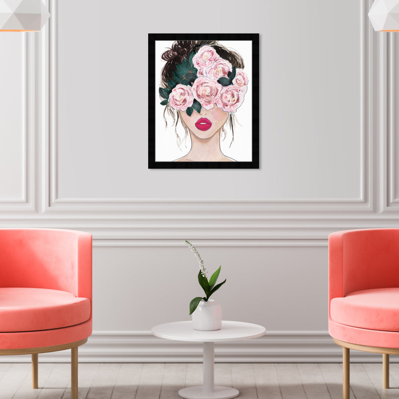 Flower Blind - Shadowbox, peinture sur papier, Cadre noir, H 22 po x l 18 po