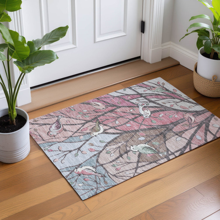Machine Washable Indoor/Outdoor Bourkelands ACN2336 Botanical Rug