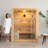 Hylivesaunas Wood Home Steam Sauna, 3 Person Canadian Hemlock Traditional Luxurious Wooden Indoor Spa Room, with 3.5 kw Heater, Bluetooth Speaker, Rocks, Water Bucket, Spoon, Lights, US Instock