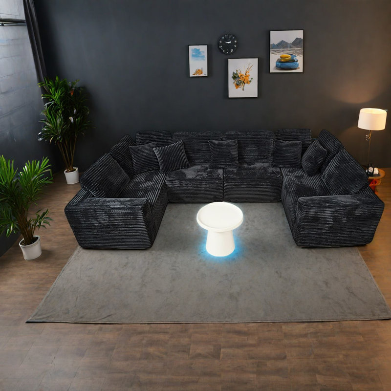 Canapé modulaire en U modulaire en velours côtelé 135,5 pouces Compression
