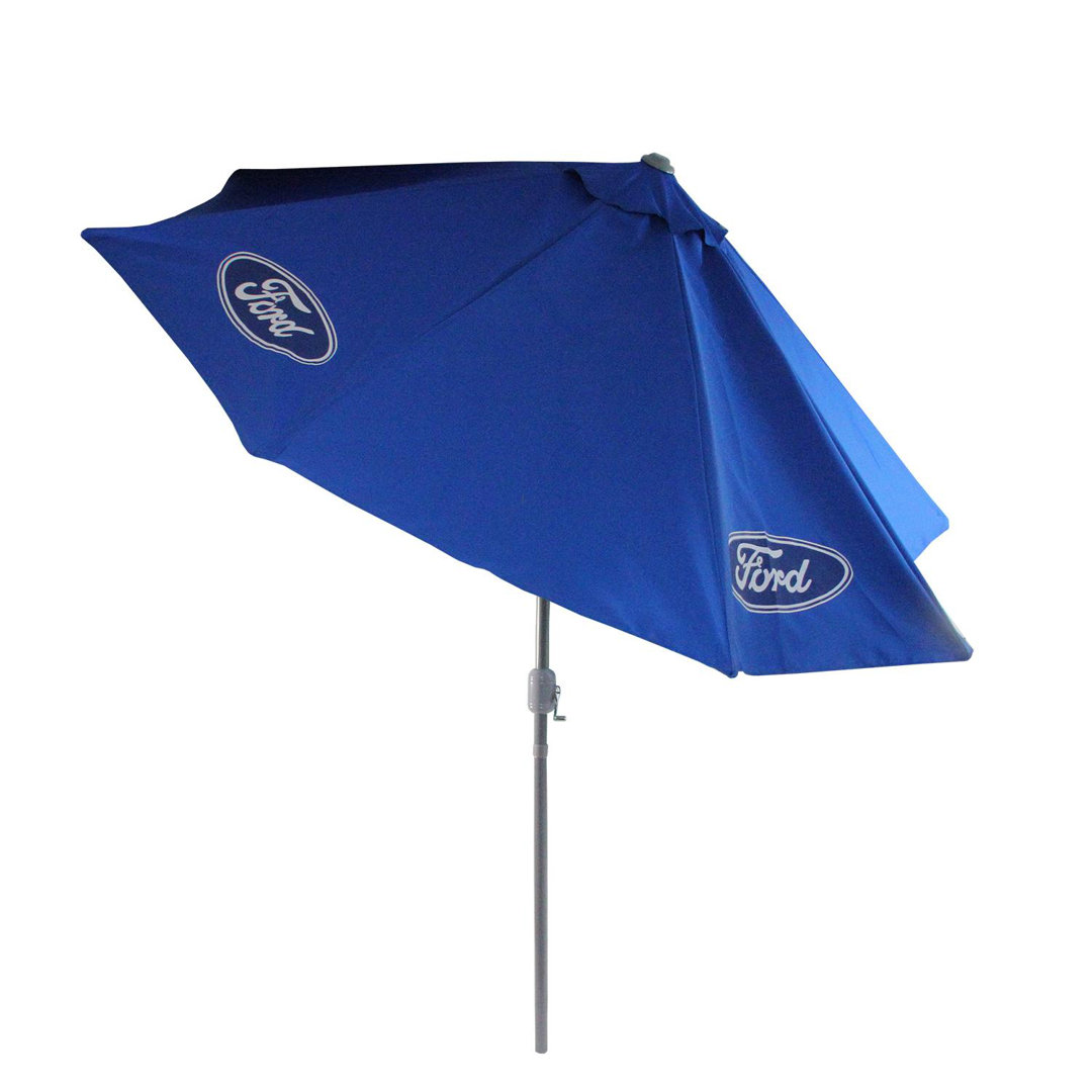 9ft Outdoor Patio Ford Umbrella with Hand Crank and Tilt Blue Northlight Seasonal