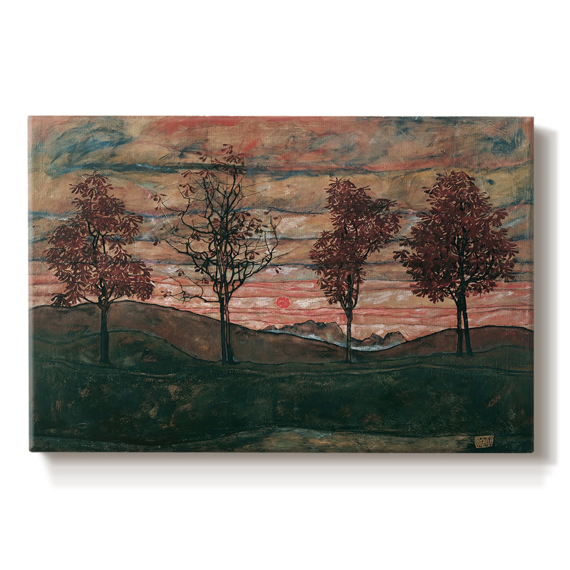 Quatre arbres (Vier Bäume) - Egon Schiele - Toile tendue avec châssis - 1917, 8 x 12