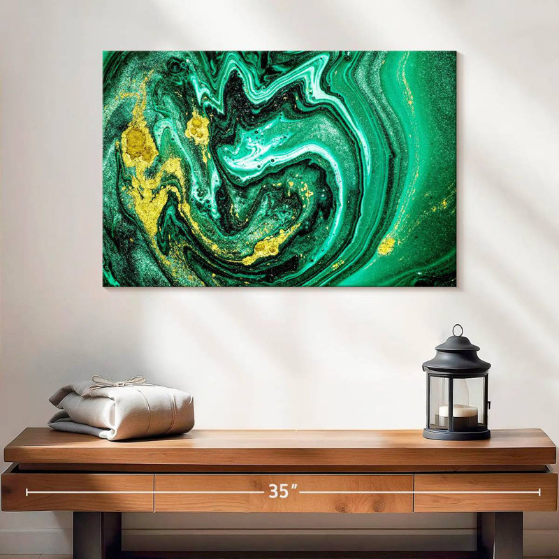 Avery Green Gold Abstract, 16" H x 24" W