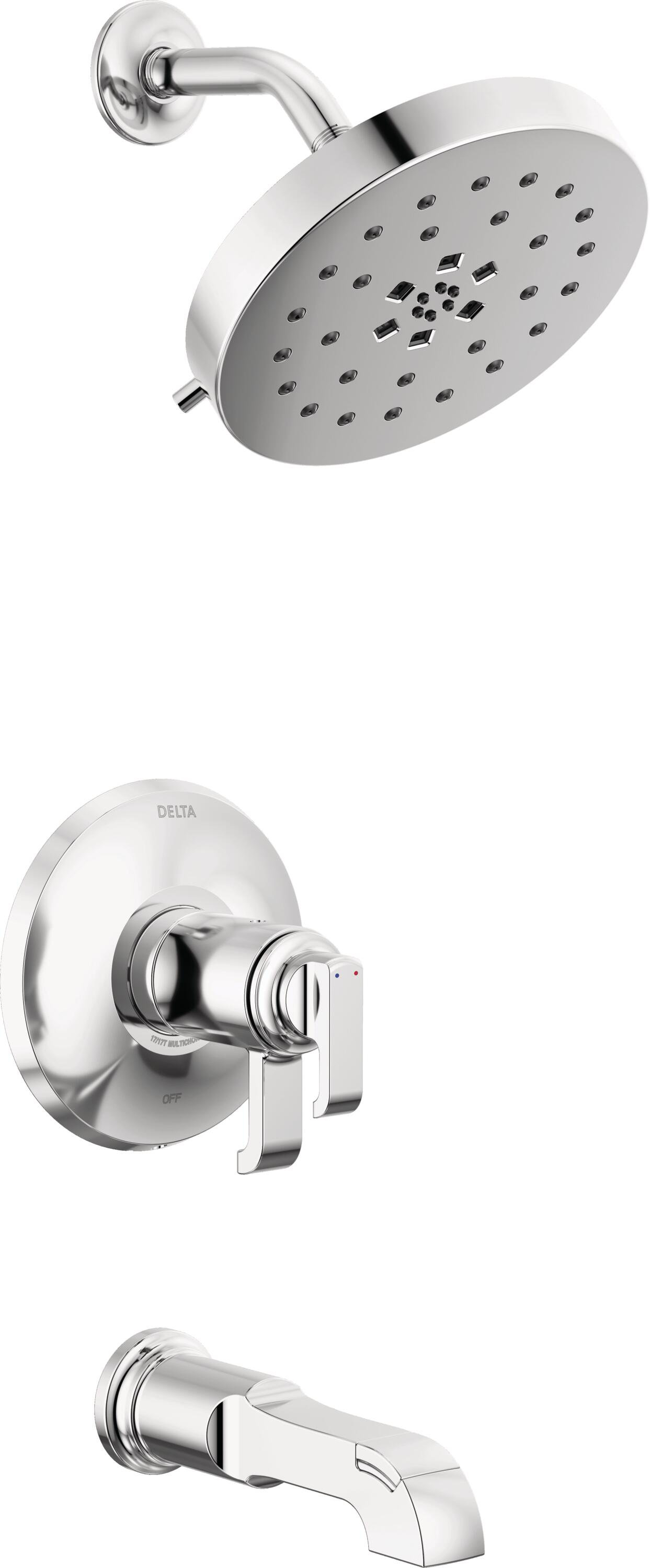 Delta Shower Faucet Delta Tetra 1-Handle Wall-Mount Tub And Shower Trim Kit  In Lumicoat Chrome (Valve Not Included) T14489-PR - The Home Depot Delta  Monitor H2okinetic Shower, image size:1243x3000