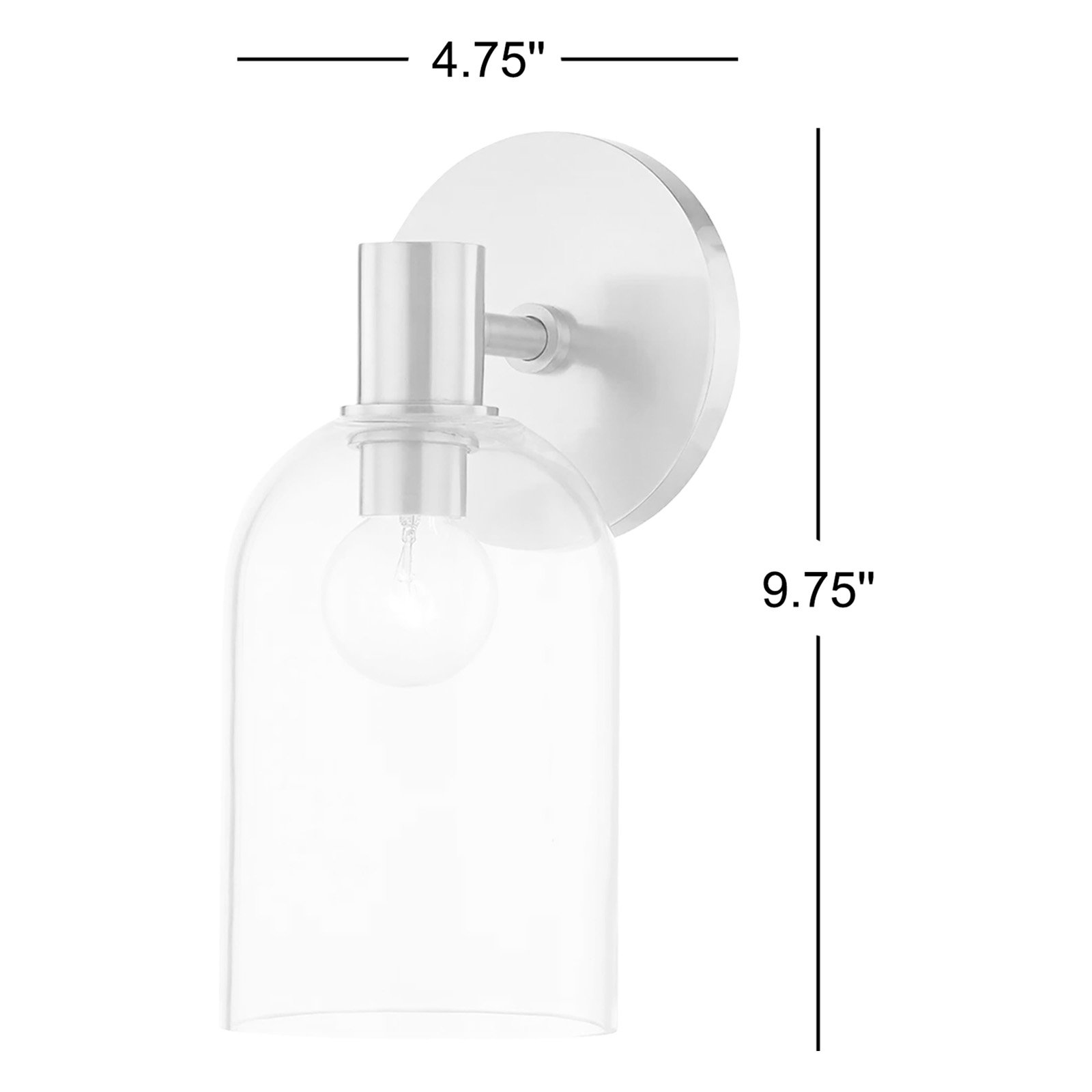 Clementine Single Transparent Dimmable Bath Sconce, Aged Brass