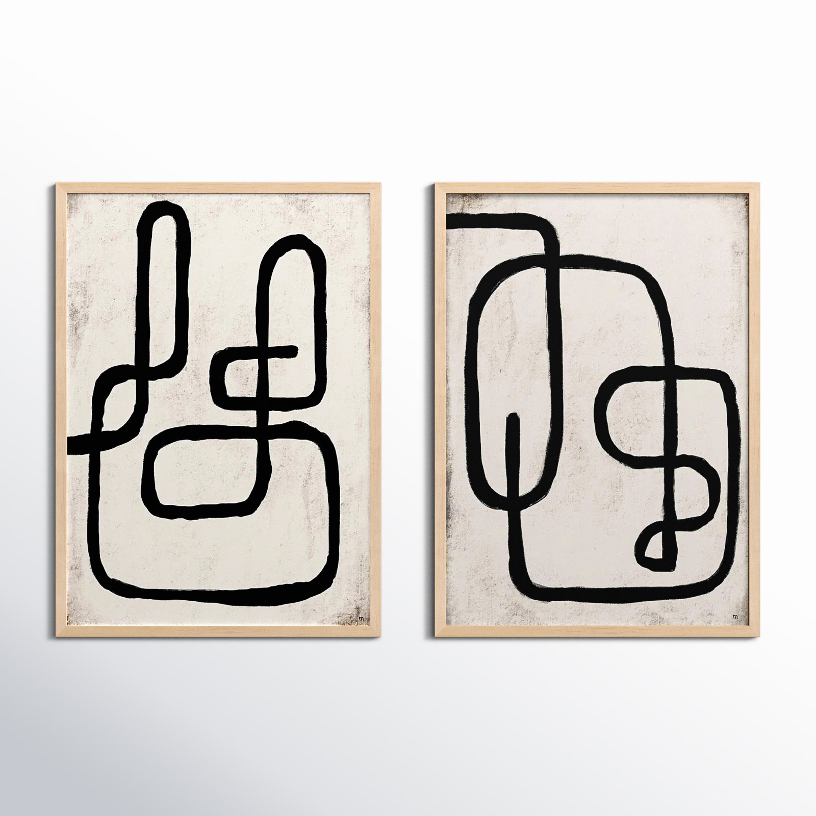 Linework by StudioM, Maple Framed Paper, 25" H x 35" W x 1.25" D