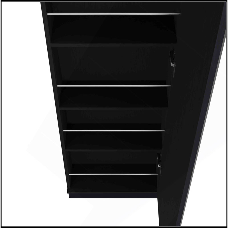 Étagère à chaussures Ruan XL, miroir, cinq tablettes intérieures, armoire à une porte