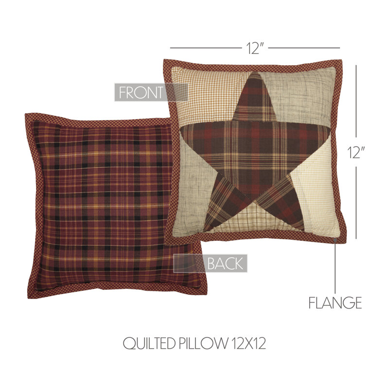 Abilene Star Burgundy and Natural Cotton Throw Pillow