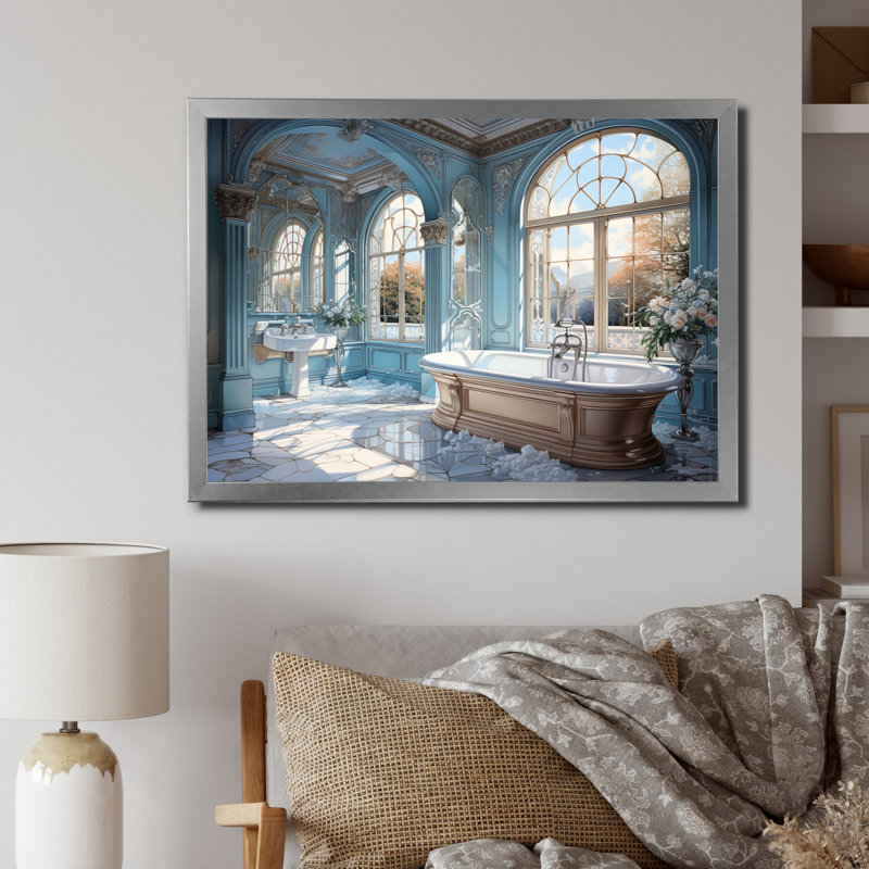 «Bathroom Bathroom Ethereal Glow I», reproduction sur toile, Cadre photo argenté, H 16 po x l 32 po x P 1 po