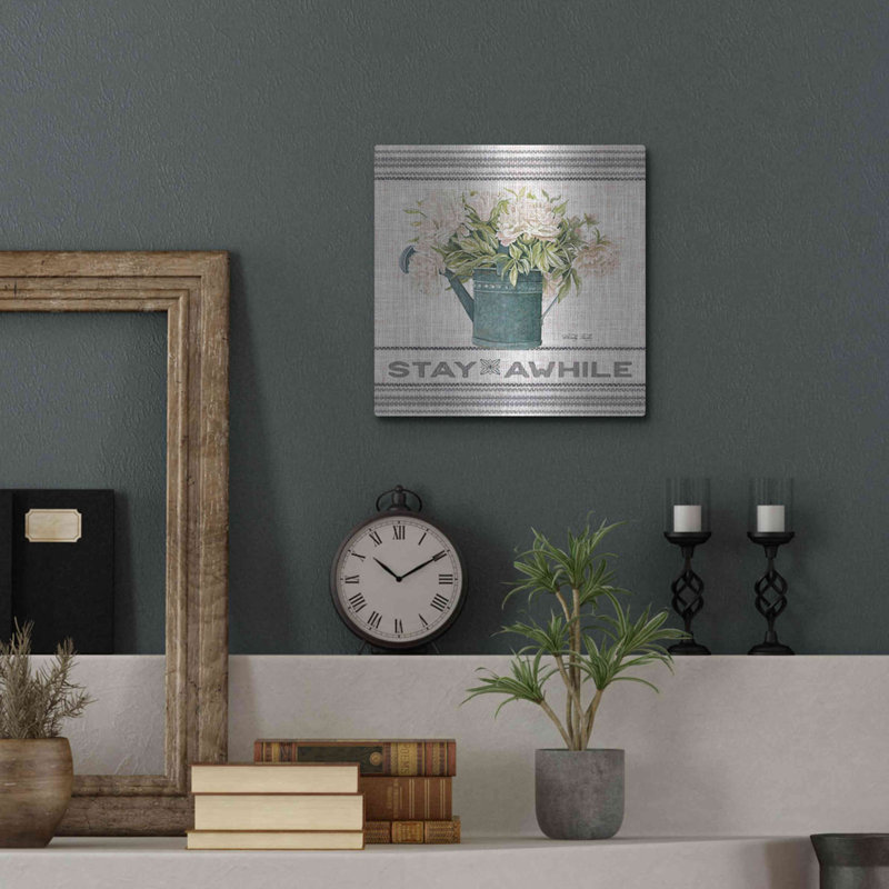 August Grove® 'Galvanized Peonies Stay Awhile' by Cindy Jacobs, Metal Wall Art, 12" H x 12" W