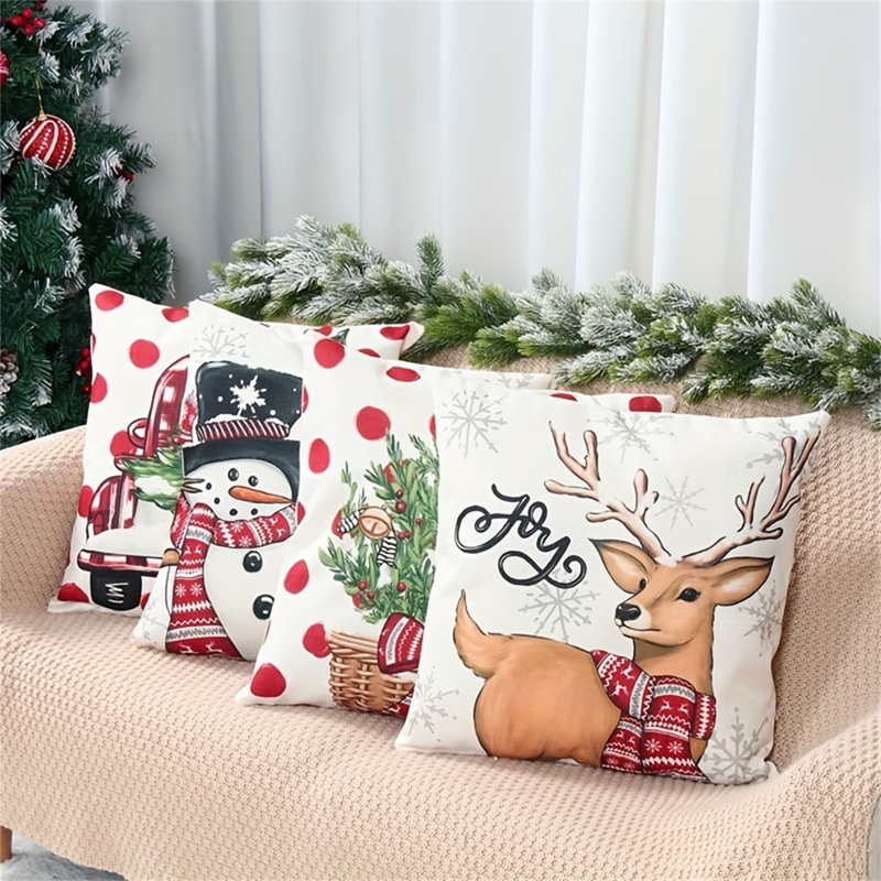 Ensemble de 4 housses de coussin de Noël 18 x 18 po Christmas