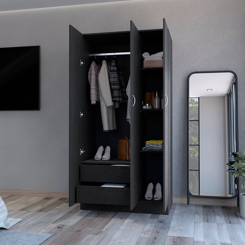 Garde-robe Erie, chambre à coucher, Noir