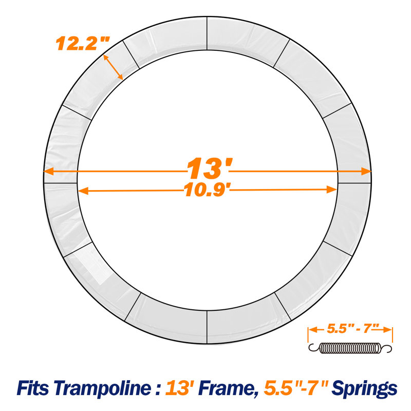 Trampoline Pad With Opening, 0.8" Thick Foam, Replacement Safety Spring Cover, Extra Storage Bag, Blue, 13'