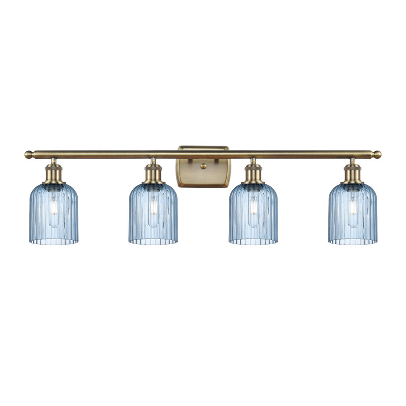 Fiennes 4 - Light Dimmable Vanity Light, Antique Brass, Blue