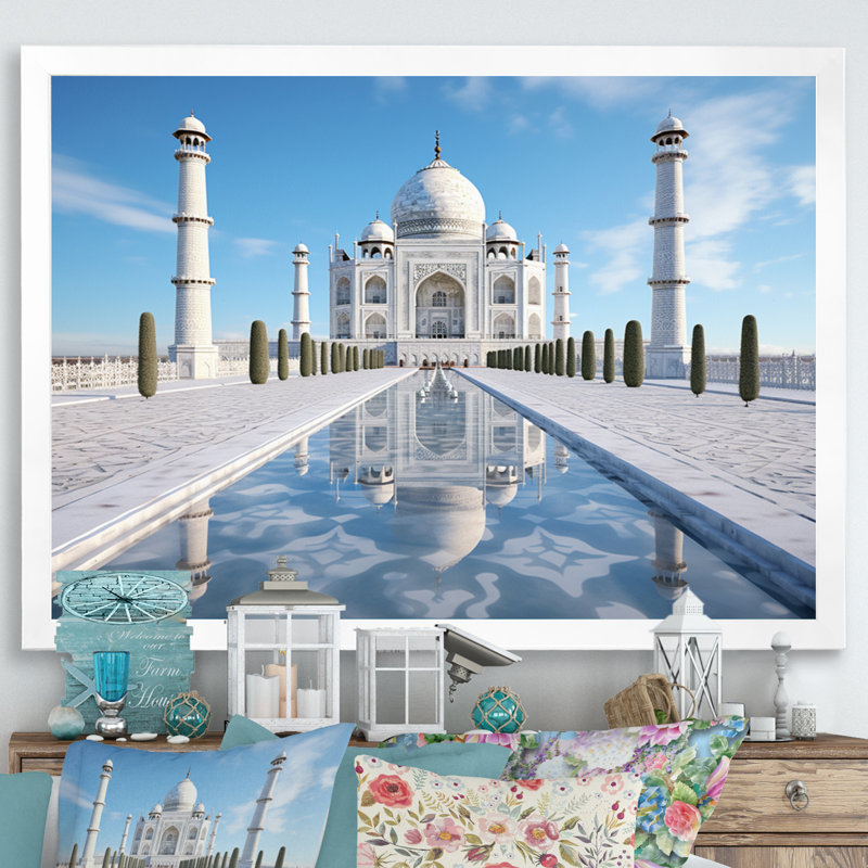 Art de l'Islam Taj Mahal II, H 12 po x l 20 po x P 1 po, Cadre simple blanc