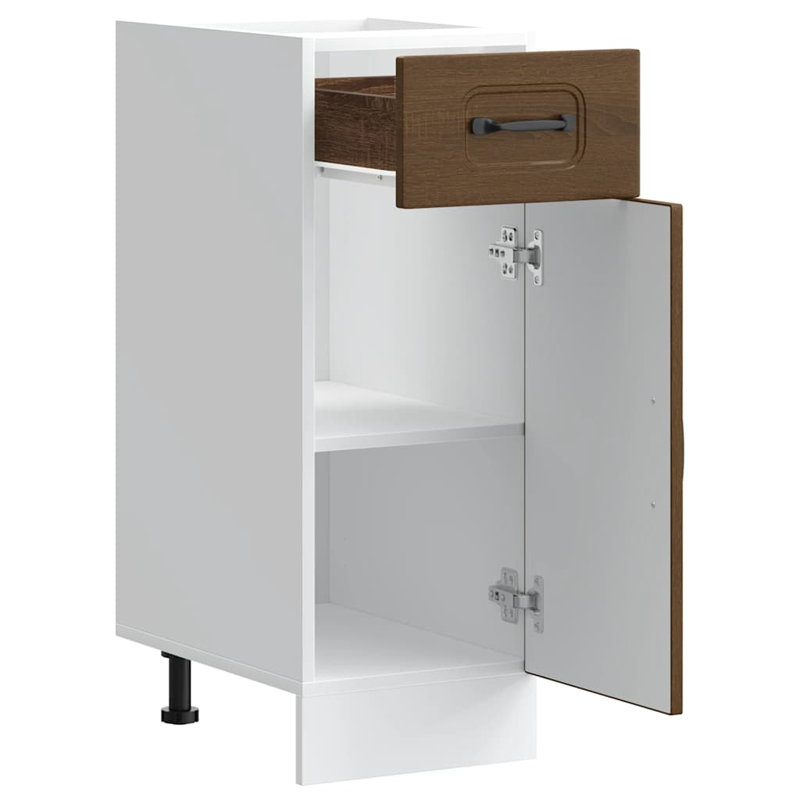 Kitchen Base Cabinet Kalmar Engineered Wood, 81.5cm H x 30cm W x 46cm D, Brown Oak