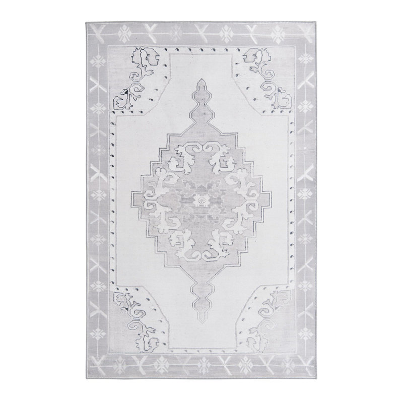 Tapis blanc chenille tissé à la machine, Rectangle de 5 pi x 8 pi