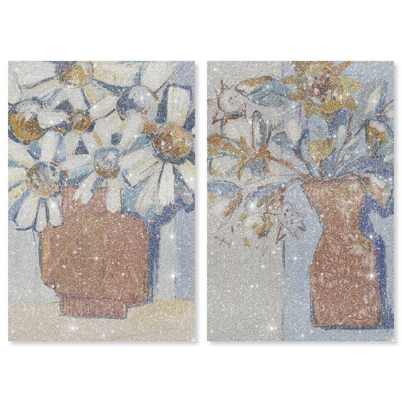 Abstract Flowers Set Abstract Canvas Print by Oliver Gal, Black Frame, 10 x 15, 15" H x 10" W, Gallery Wrapped