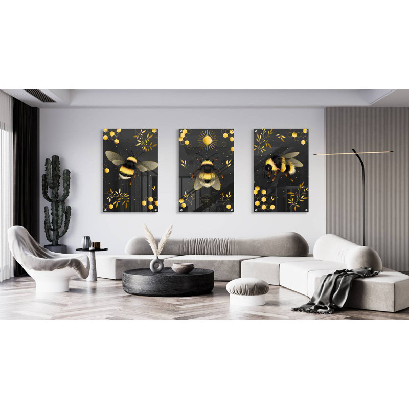 Abeille - ensemble de 3 reproductions sans cadre