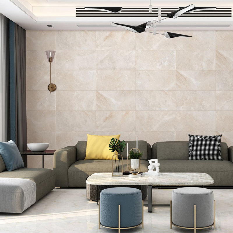 Carreau de porcelaine mat pour mur et plancher 12 po x 24 po Nimbus, Créma