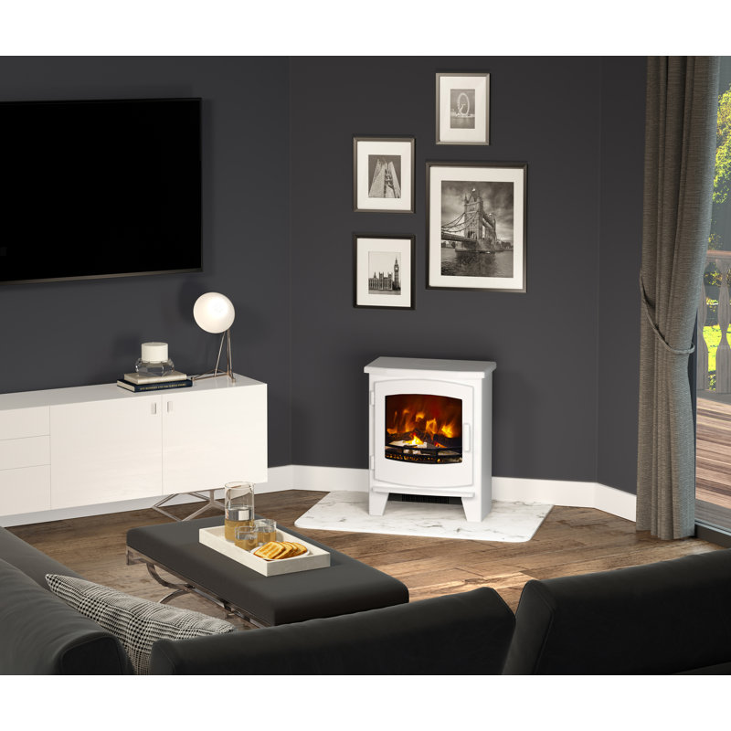 Beacon Freestanding Timber Electric Stove, 59.9" H x 48.6" W x 29.2" D, Ash White