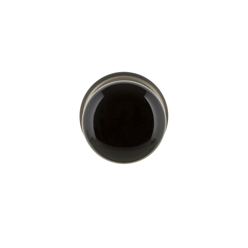 Classic Rosette with Black Porcelain Door Knob, Satin Nickel