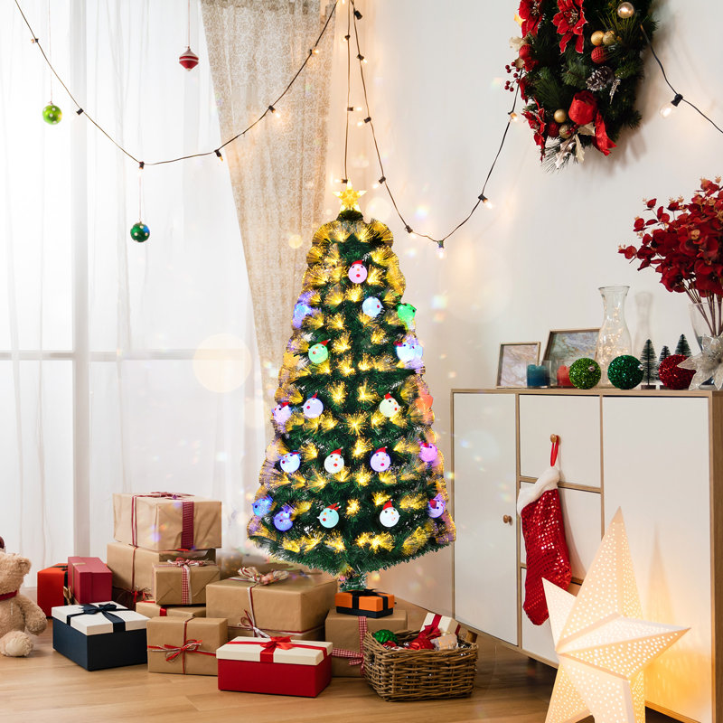Arbre de Noël artificiel à fibre optique avec 28 lumières DEL, 4'