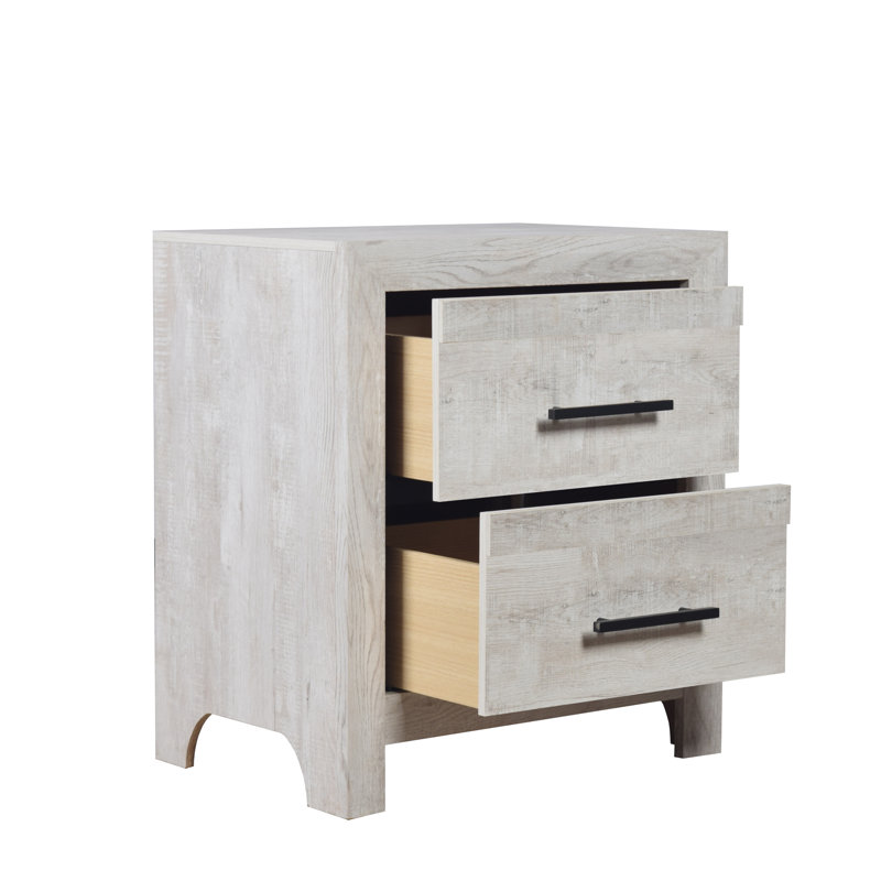 Grand ensemble de 3 pièces Mishika - Chêne rustique, 3 Pieces: Bed, 2 Nightstands, Grand, Chêne rustique