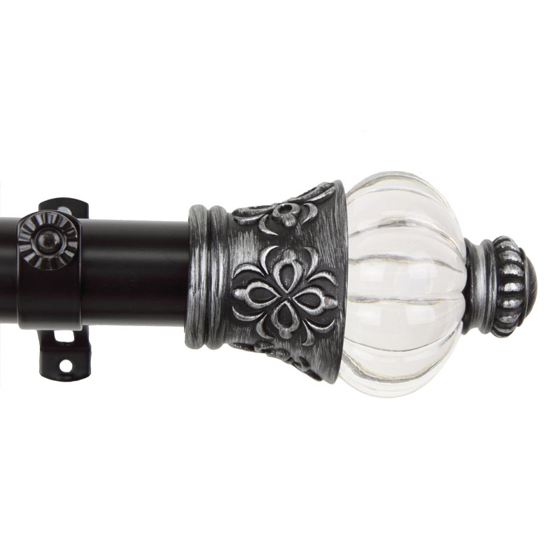 Tringle à rideaux simple Shute Royal, Noir, l 48 po à 84 po