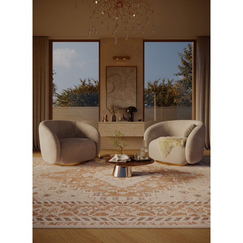 Firmine Hand Loomed Washable Oriental Indoor Rug, Square 3'