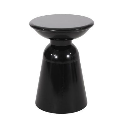 Table de bout d'extérieur Suma, plateau rond de 15 po, base piédestal, fer noir