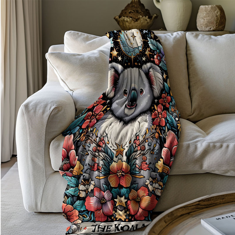 The Koala Tarot Card - 1 jeté Sherpa Blan Premium, L 60 po x L 80 po