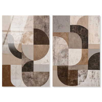 Ordered Earth Duo Acrylic Print Abstract Boho Art Set by Art Remedy, Ready to Hang, 10 x 15