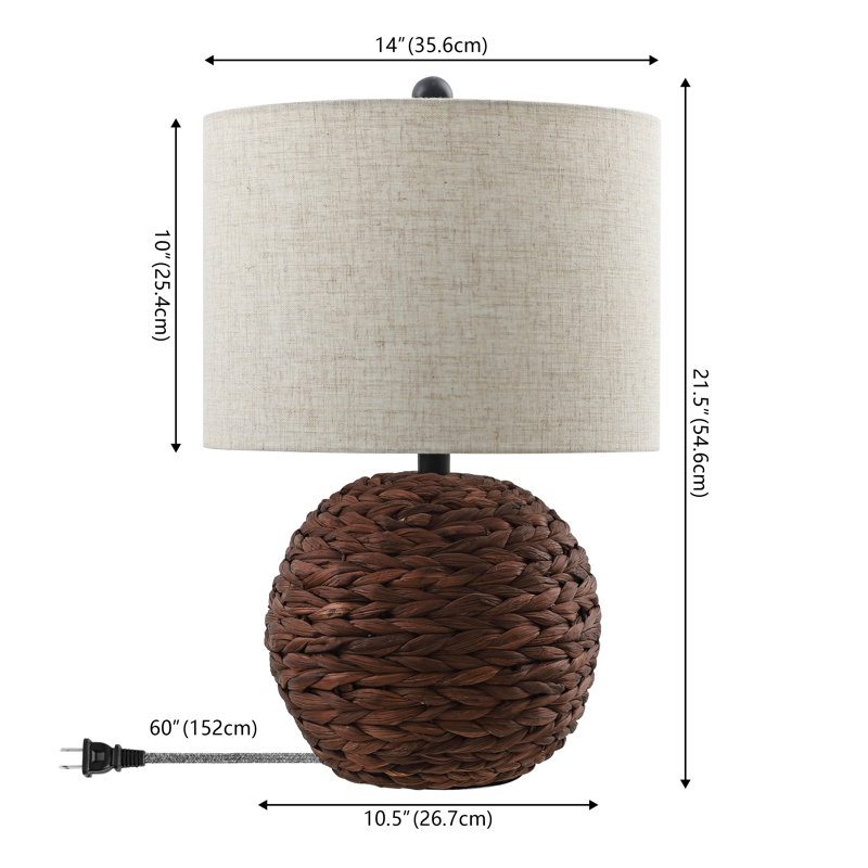 Lampe de table à DEL 21,5 po Camilo, Marron foncé