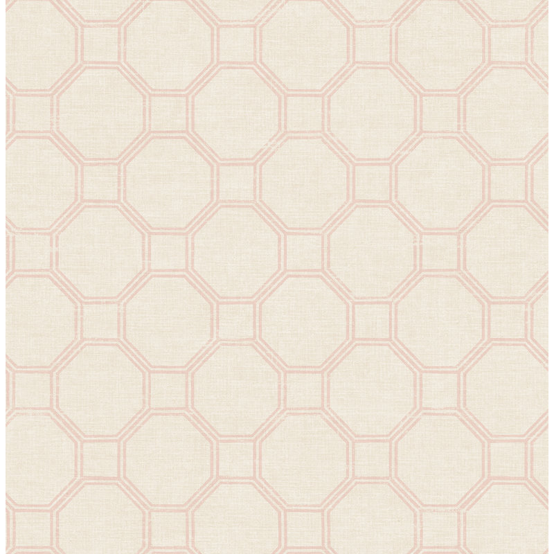 Papier peint géométrique non collé Seabrook Designs, Brun clair; rose