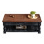 Table basse à plateau relevable rétro avec rangement pour le salon, compartiment caché et tablette inférieure, espresso et finition noire patinée