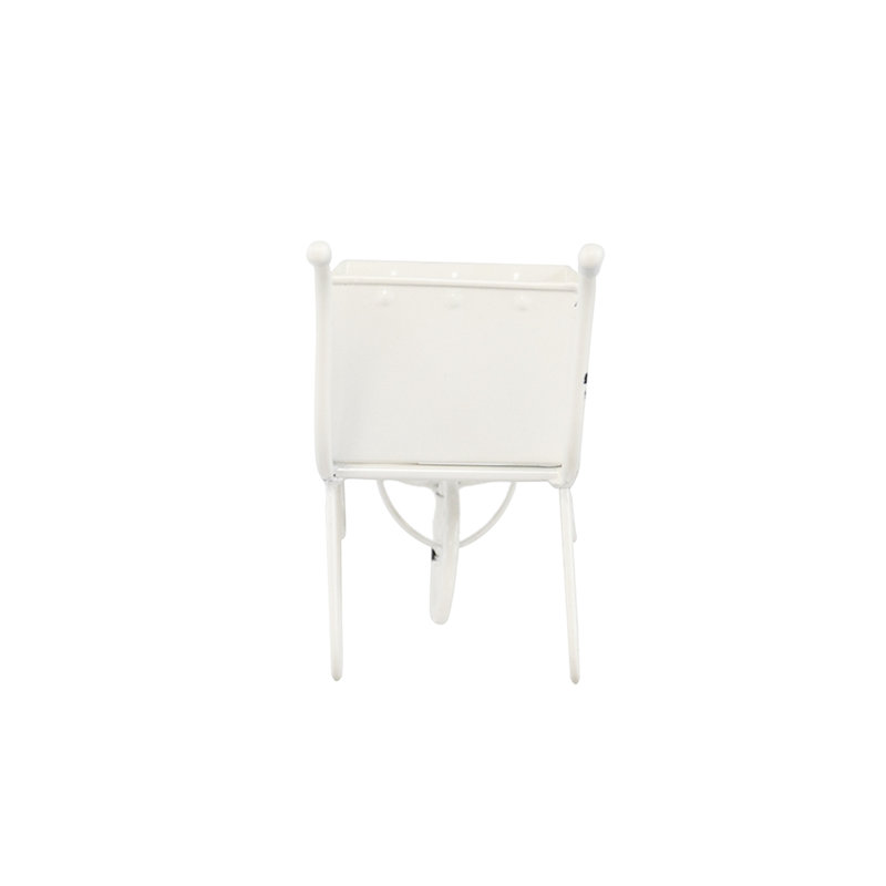 4 - Inch Wide, Antique White, Distressed Wheelbarrow Planter, Decor, Faux Succulents Florals