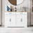 Cabinets, 47.95" Farmhouse Off-White Storage Sideboard with 2 Drawers &amp; 4 Doors for Dining Living Room | MDF | Kitchen