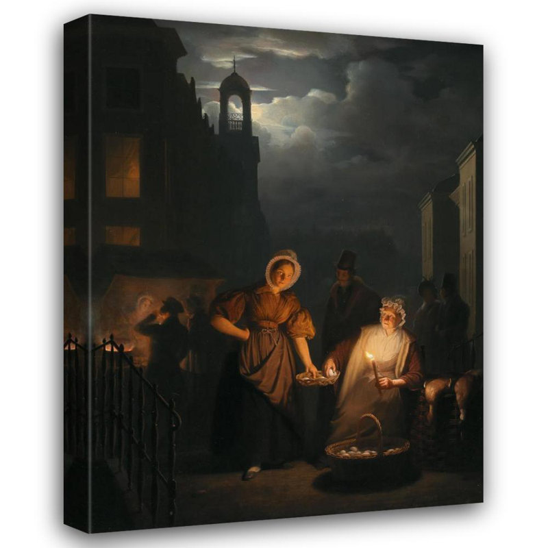 «Night Market in Rotterdam» par Petrus Van Schendel, reproduction d'art sur toile tendue avec châssis, H 40 po x l 28 po