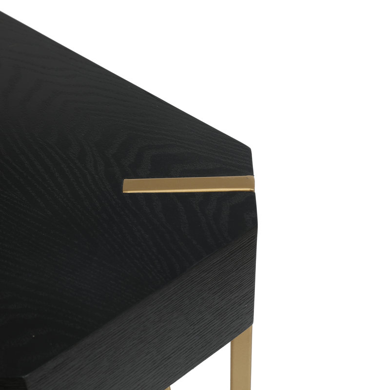 Console noire Garon de 42 po avec pieds en métal doré