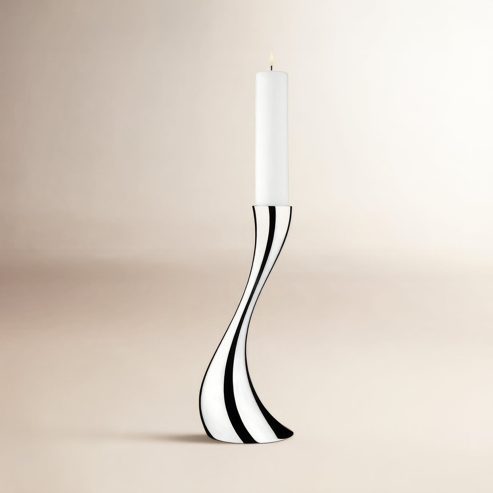 Cobra Stainless Steel Candlestick, Silver, 15.75" H x 3.86" W x 3.86" D