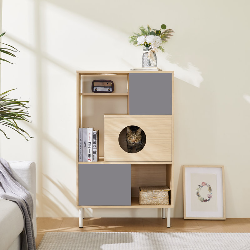 Furniture Style Modern Cat Bookcase Cat Tree Shelves With Storage