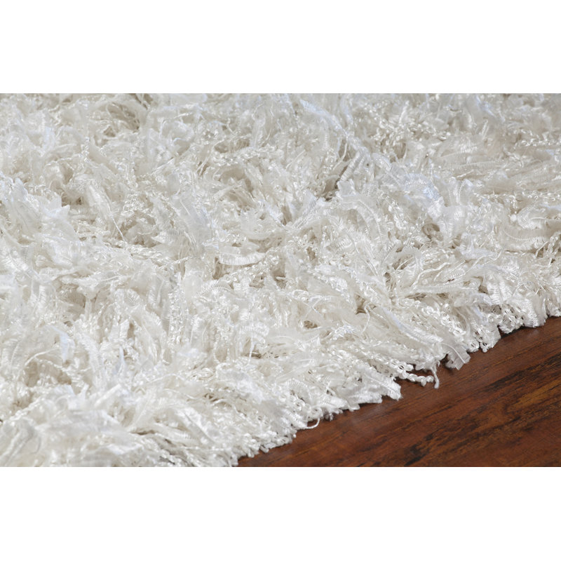 Tapis blanc tissé à la main Funkhouser, 5 pi x 7 pi 6 po