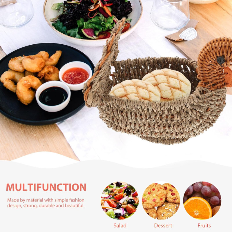 Batts Best Turkey Shaped Willow Bread Basket